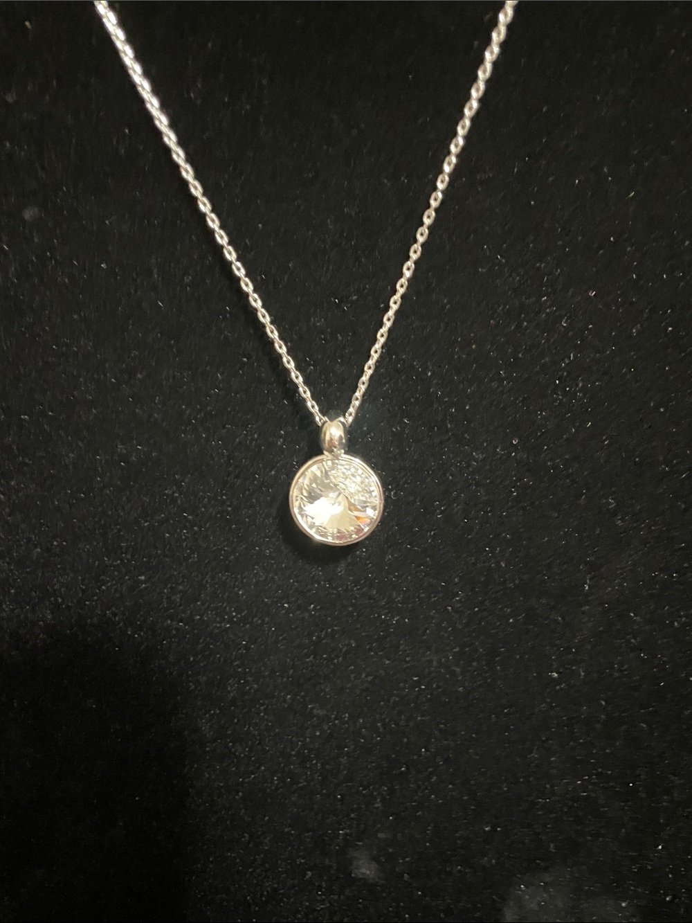 Chico's Silver Pendant Necklace with Clear Crystal